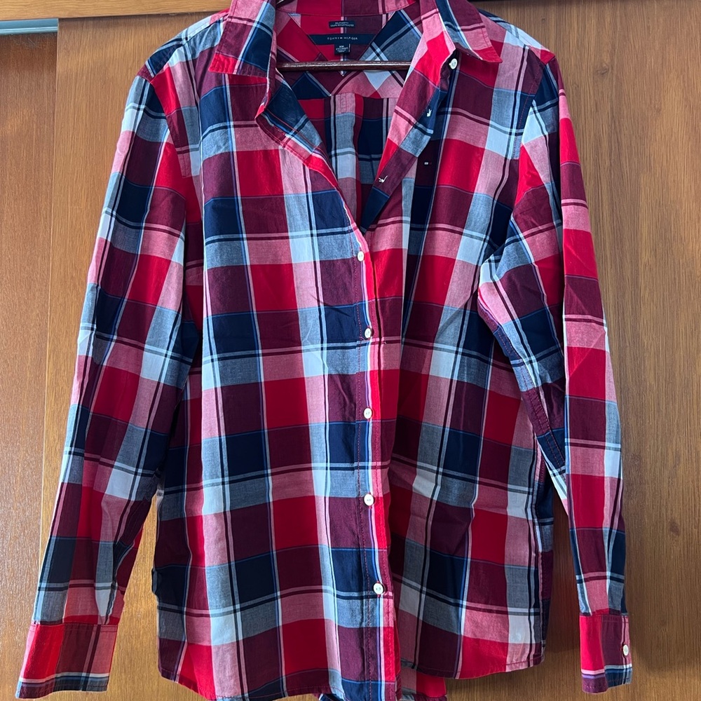 Tommy Hilfiger Red and Blue Checkered Shirt